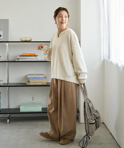 羅紋彈力針織 鑰匙扣領套頭衫