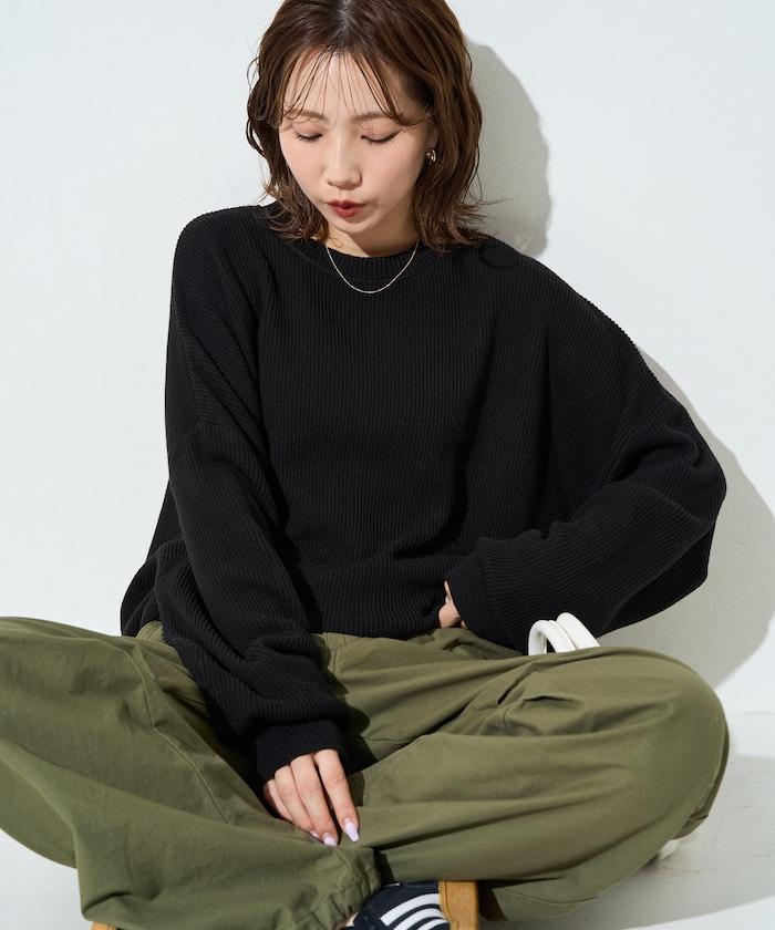 片畦 羅紋 純棉 短款 針織 套頭衫