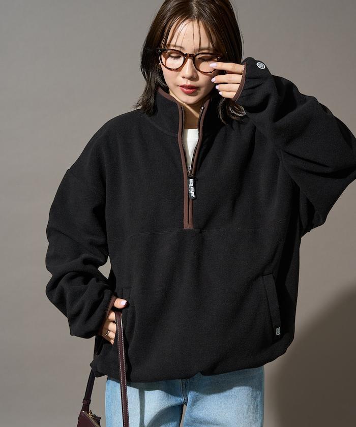 聯名 拼色 異色滾邊 半拉鍊 套頭衫