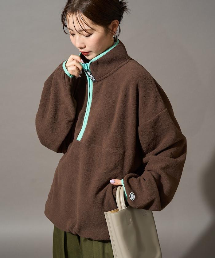 聯名 拼色 異色滾邊 半拉鍊 套頭衫