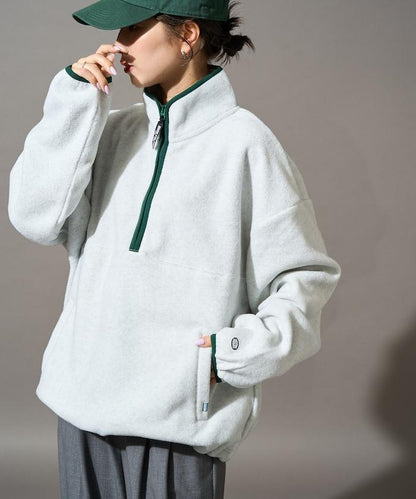 聯名 拼色 異色滾邊 半拉鍊 套頭衫
