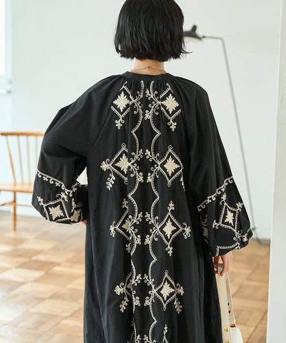 印度ワントーン刺繍 ワンピース