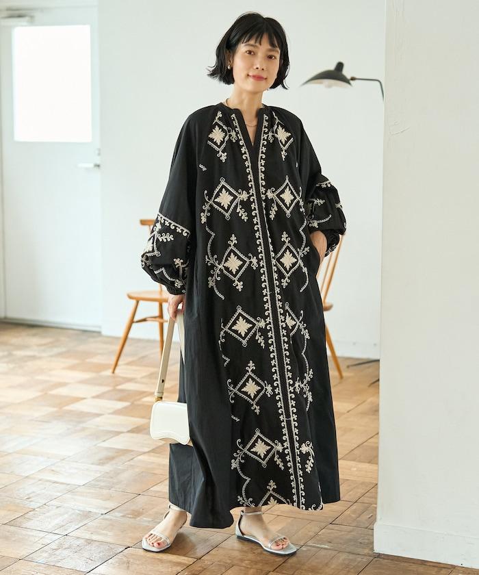 印度ワントーン刺繍 ワンピース