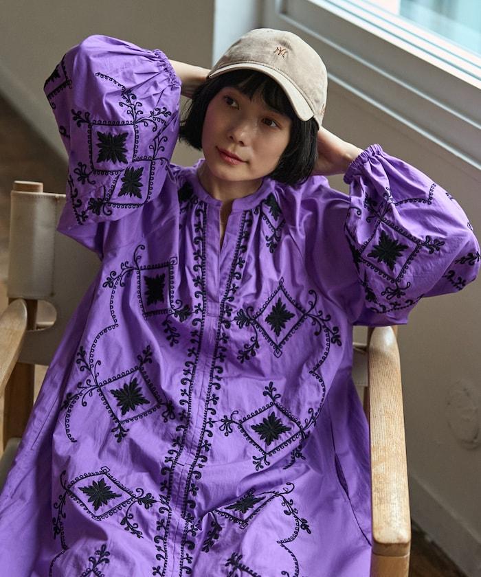 印度ワントーン刺繍 ワンピース