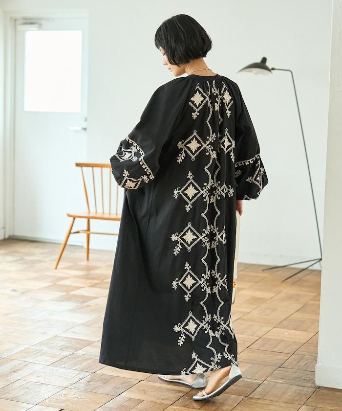印度ワントーン刺繍 ワンピース