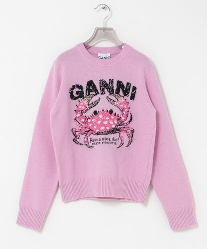 GANNI GRAPHIC SWEATER CRAB