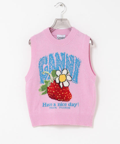 GANNI GRAPHIC WOOL VEST