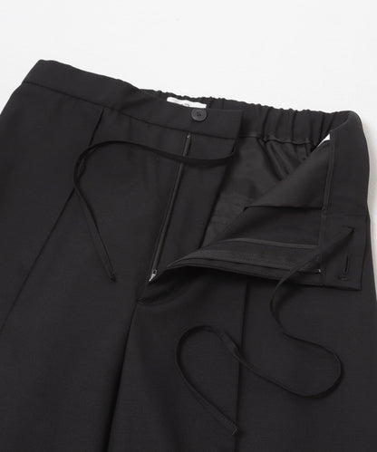 ATON WOOL TROPICAL PIN TUCK PANTS