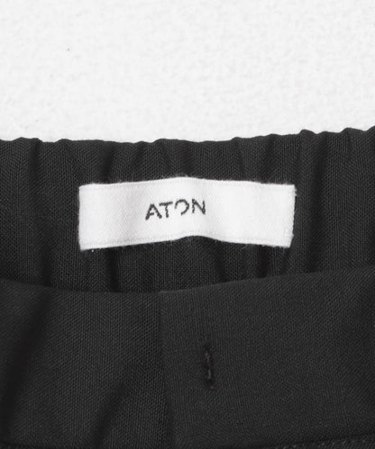 ATON WOOL TROPICAL PIN TUCK PANTS