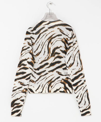 GANNI SHEER PRINTED COTTON CARDIGAN