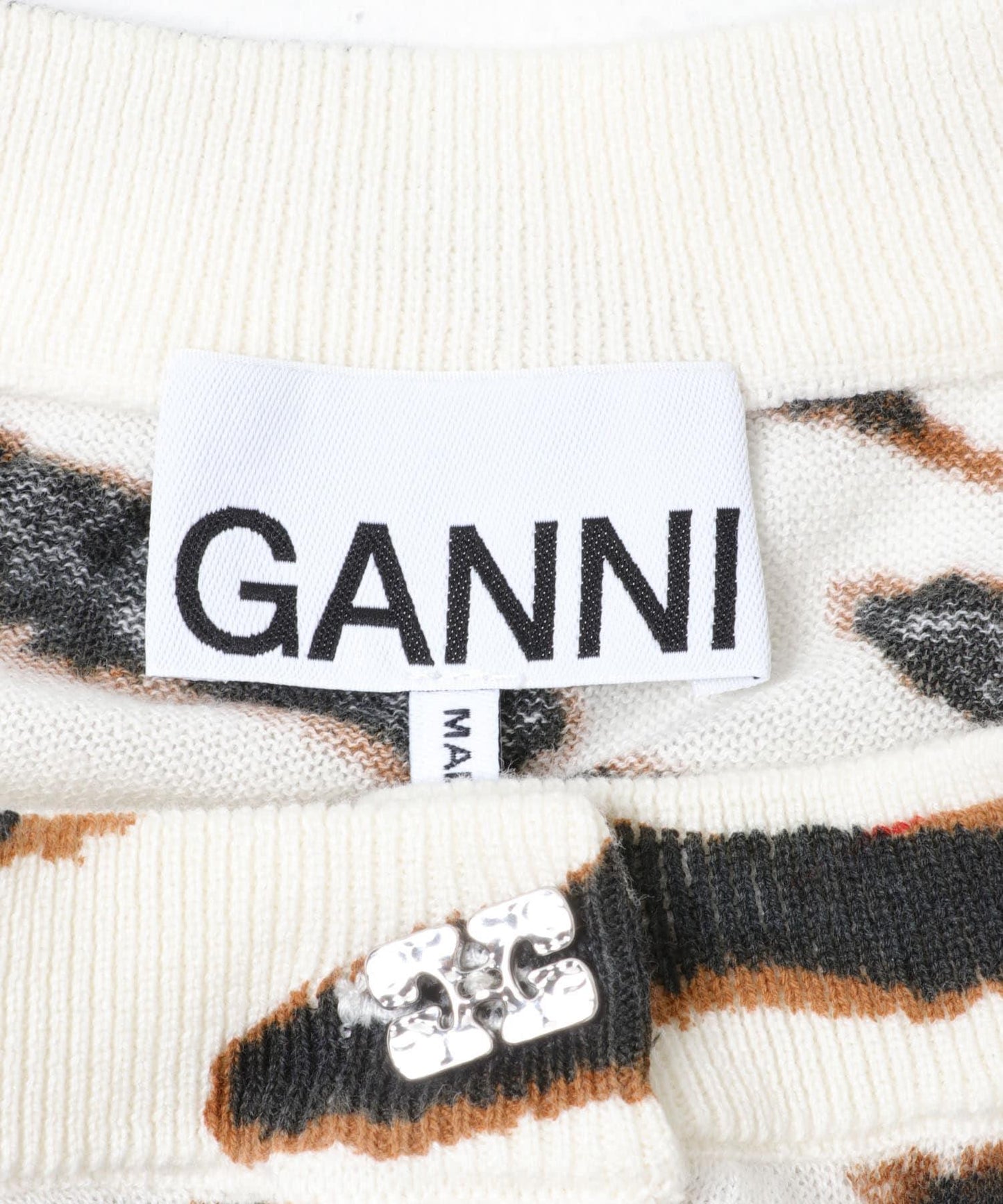 GANNI SHEER PRINTED COTTON CARDIGAN