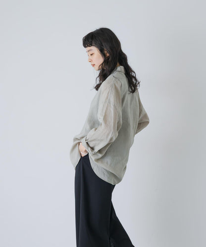 純棉亞麻水洗襯衫