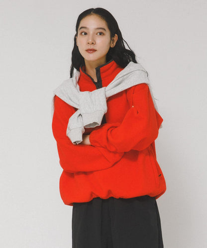 多色抓絨連帽套頭衫