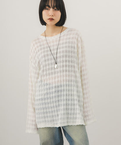 シャドーチェック ルーズロンTEE