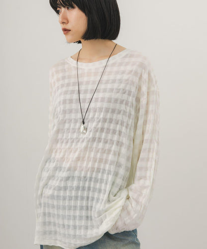 シャドーチェック ルーズロンTEE