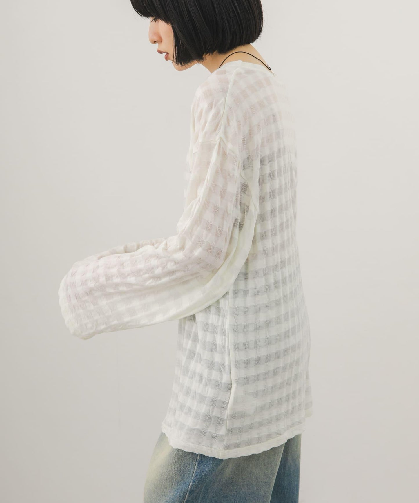 シャドーチェック ルーズロンTEE