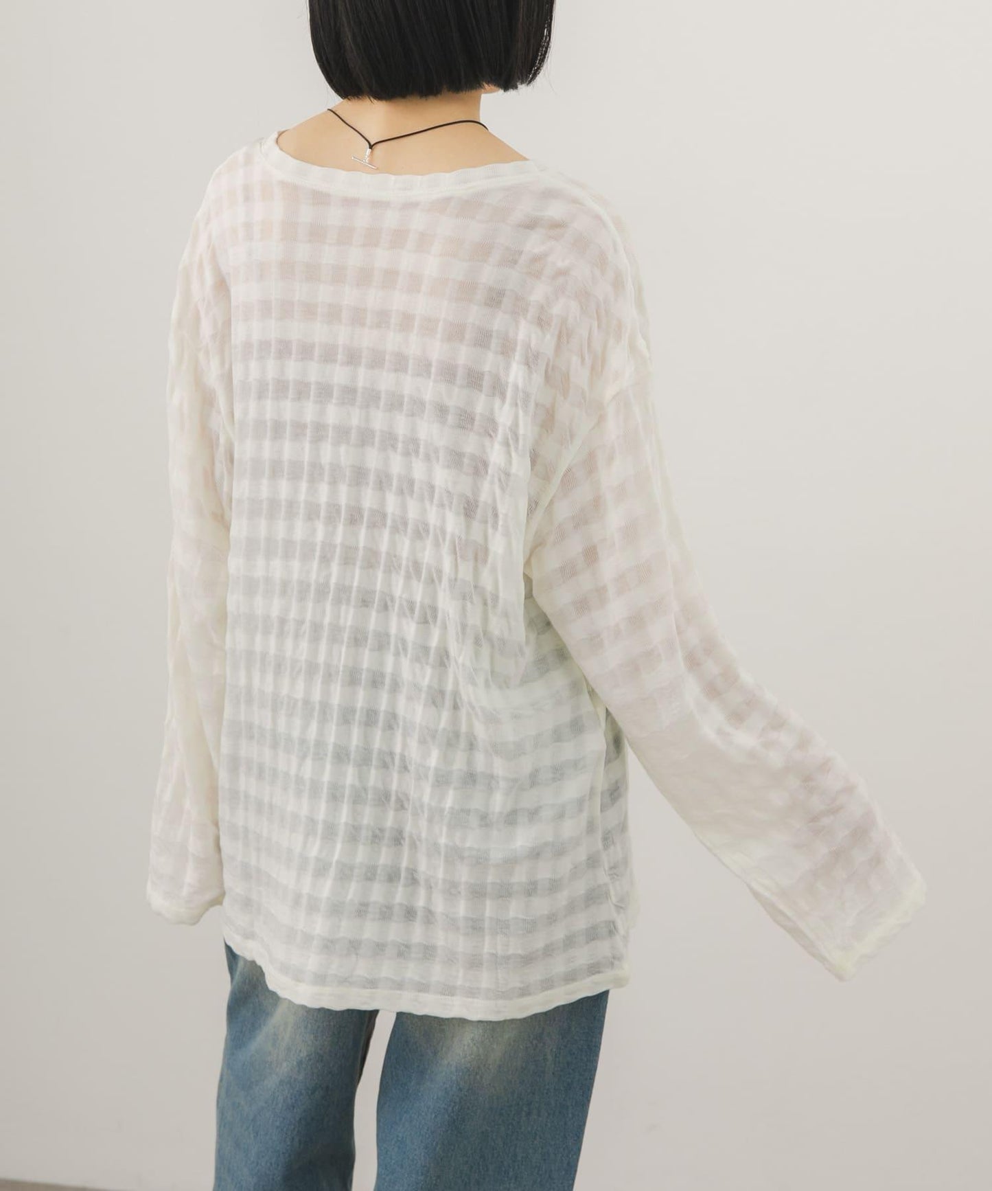 シャドーチェック ルーズロンTEE