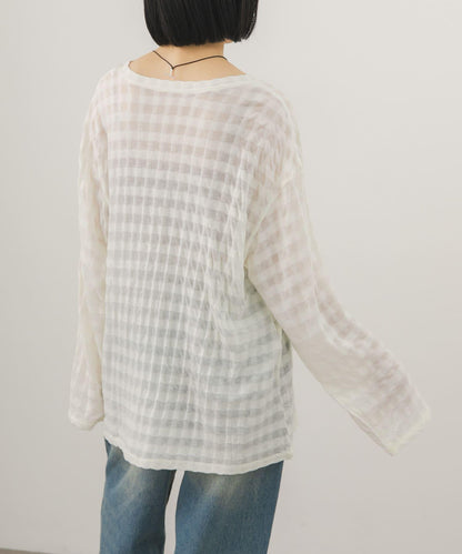 シャドーチェック ルーズロンTEE