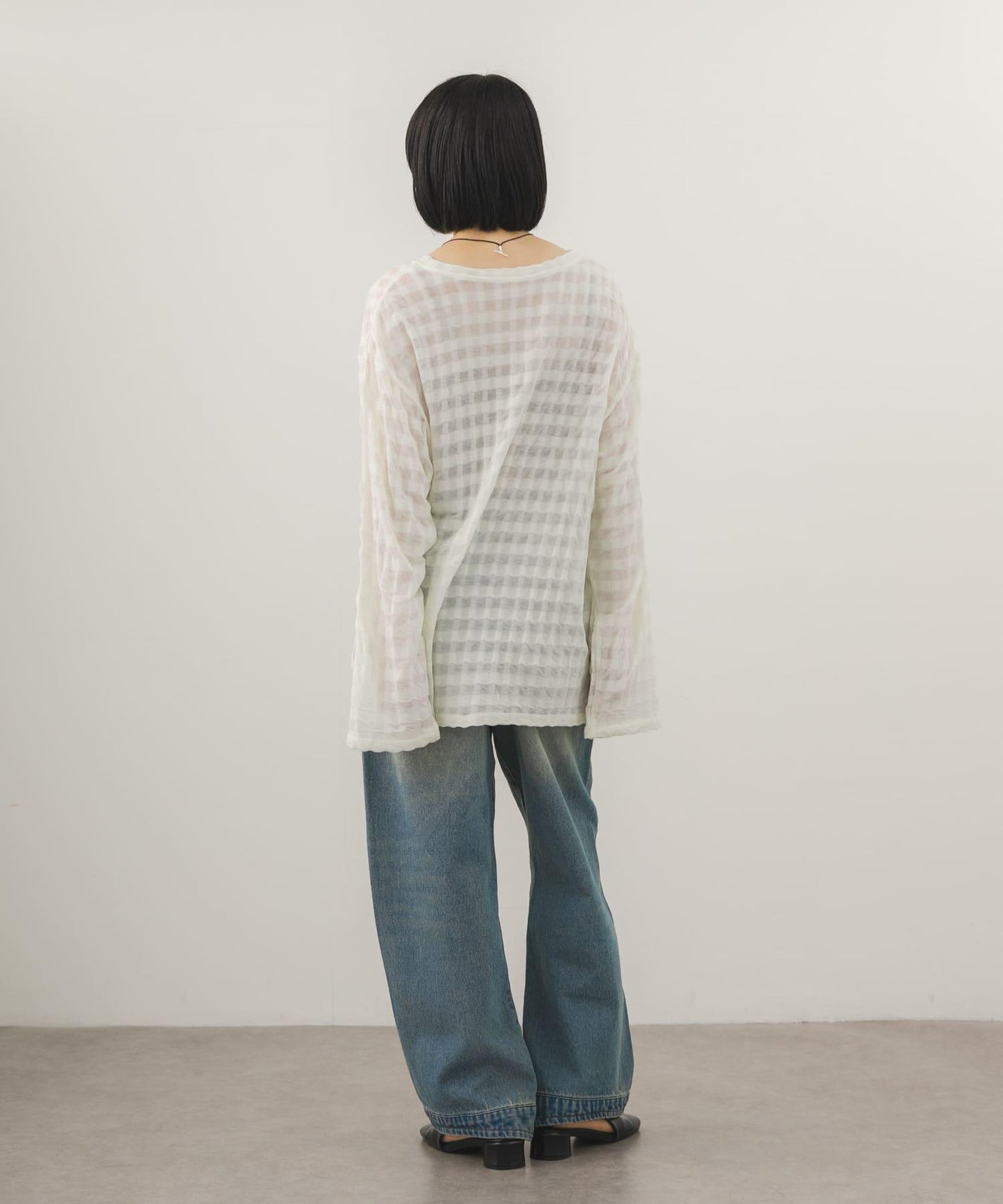 シャドーチェック ルーズロンTEE