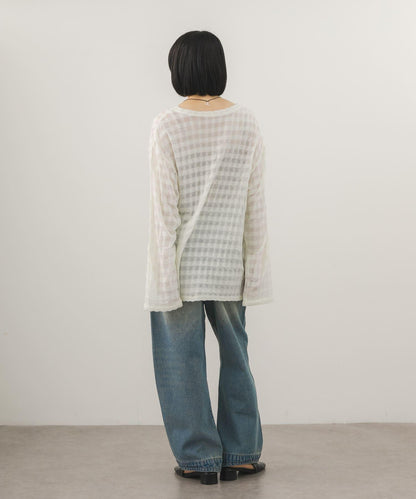シャドーチェック ルーズロンTEE
