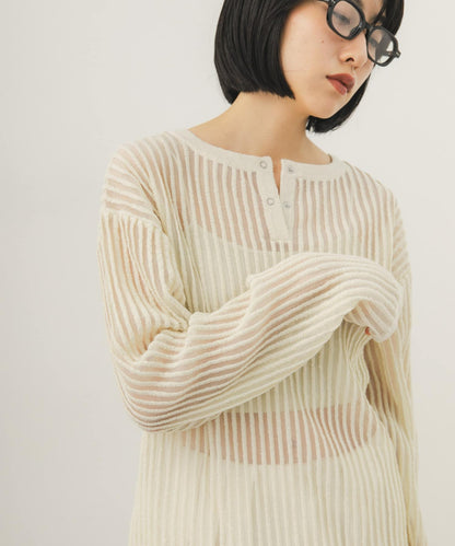 2WAYヘンリーネックシアーニット