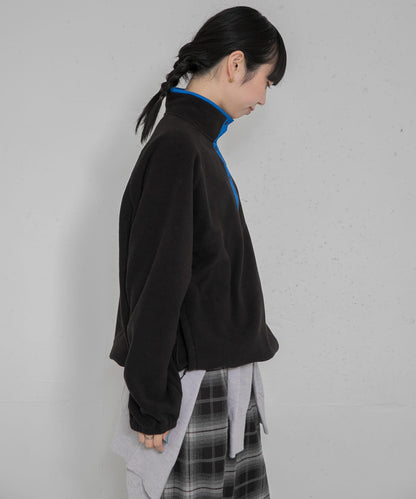 多色抓絨連帽套頭衫