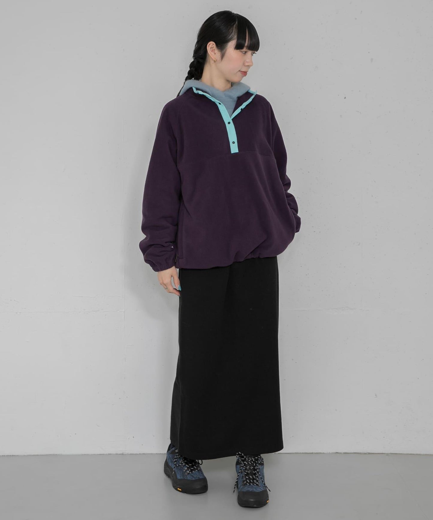 多色抓絨連帽套頭衫