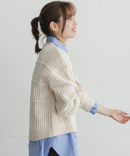 モールヤーン（絨毛紗） 針織 羅紋 圓領套頭衫