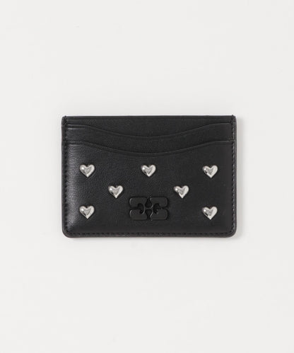 GANNI CARD HOLDER HEARTS STUDS