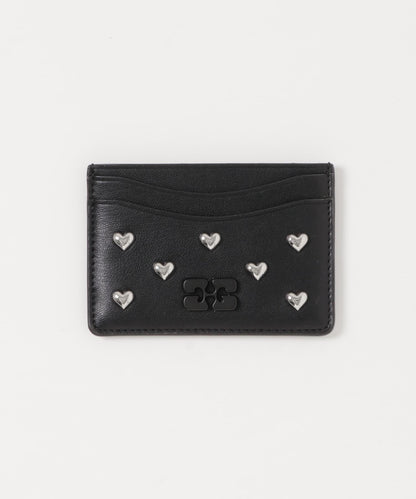 GANNI CARD HOLDER HEARTS STUDS