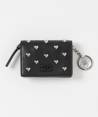 GANNI CARD HOLDER HEART STUDS