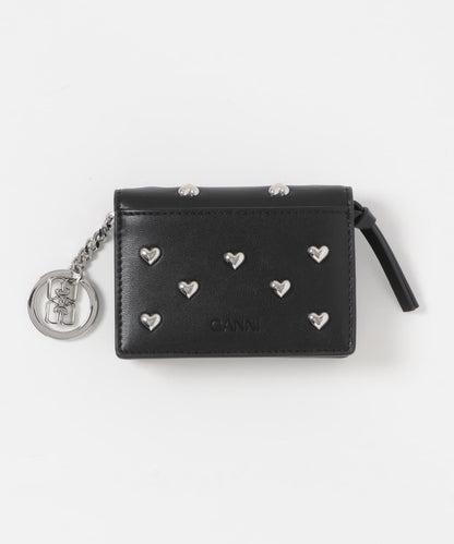 GANNI CARD HOLDER HEART STUDS