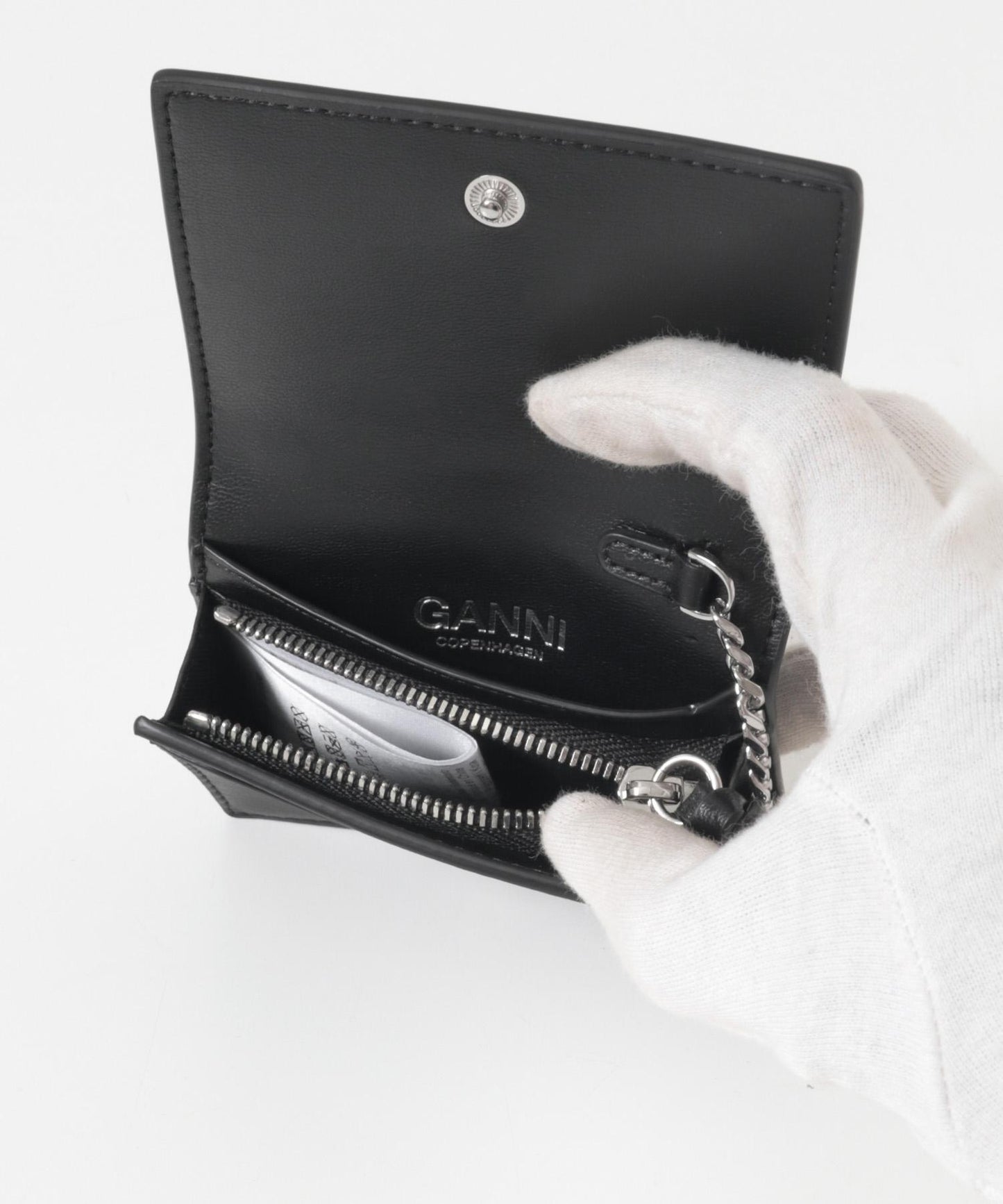 GANNI CARD HOLDER HEART STUDS