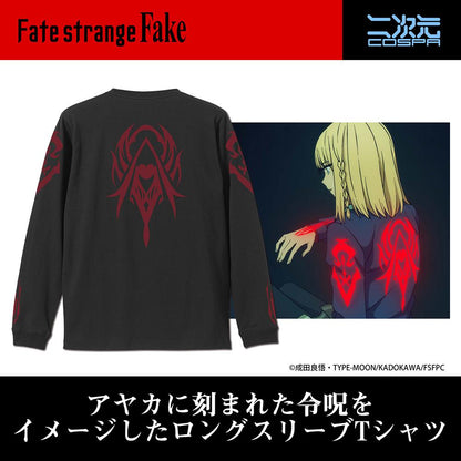 Fate/strange Fake（命運/冠位指定 - 偽典） Ayaka令咒 S碼 袖口羅紋長袖T恤/BLACK