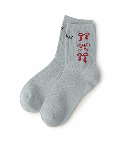 側開叉羅紋針織短襪