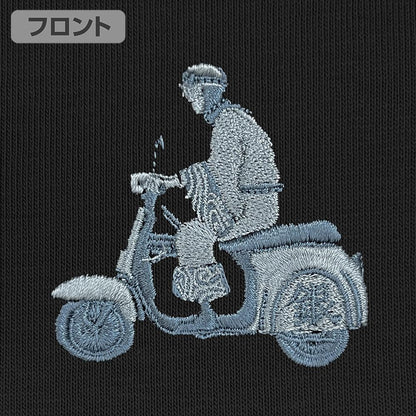 銀魂（銀魂） Lサイズ 銀さんとバイク ワンポイント刺繍Tシャツ/BLACK