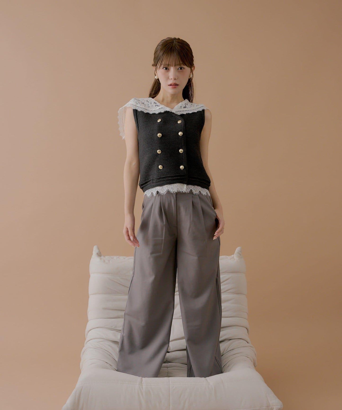 【SALON by Chico】レースセーラーカラーツイードタンク