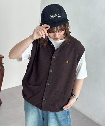 【U.S. POLO ASSN.】圓領針織背心開衫