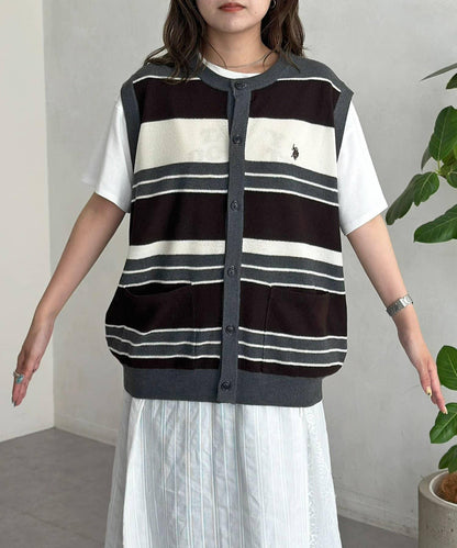 【U.S. POLO ASSN.】圓領針織背心開衫