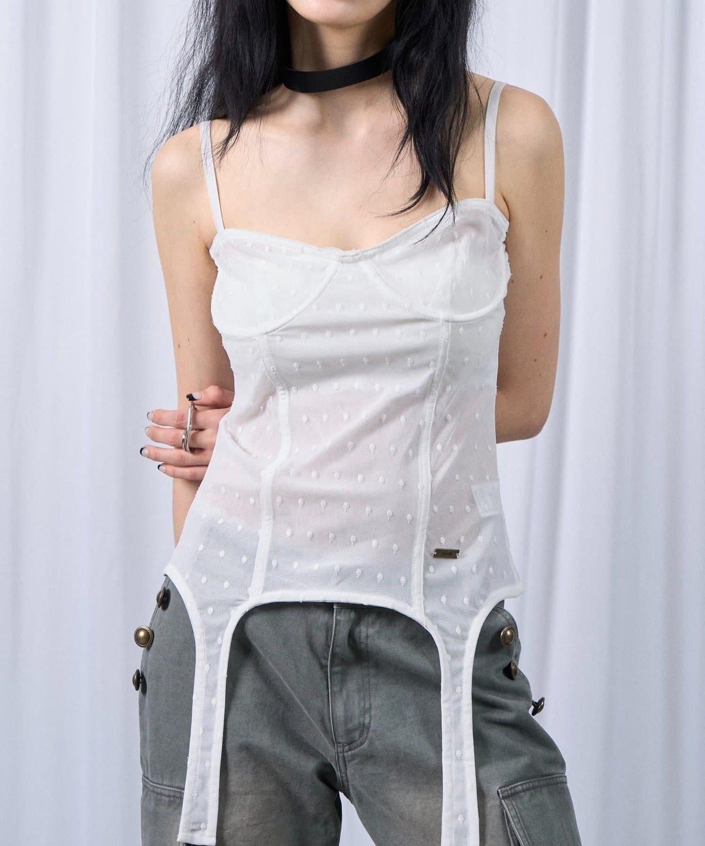 【SixM】Tulle garter corset