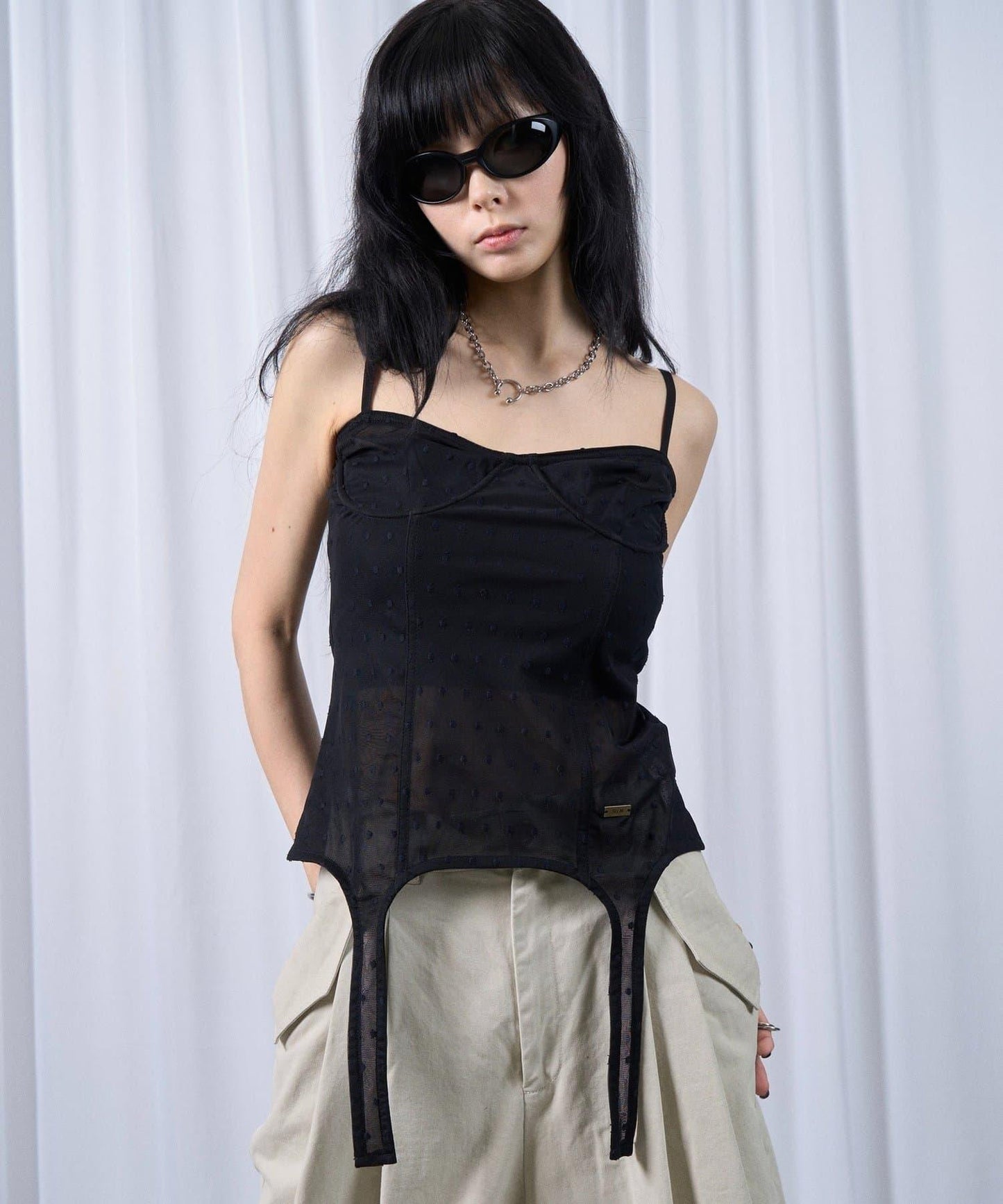 【SixM】Tulle garter corset