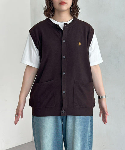 【U.S. POLO ASSN.】圓領針織背心開衫