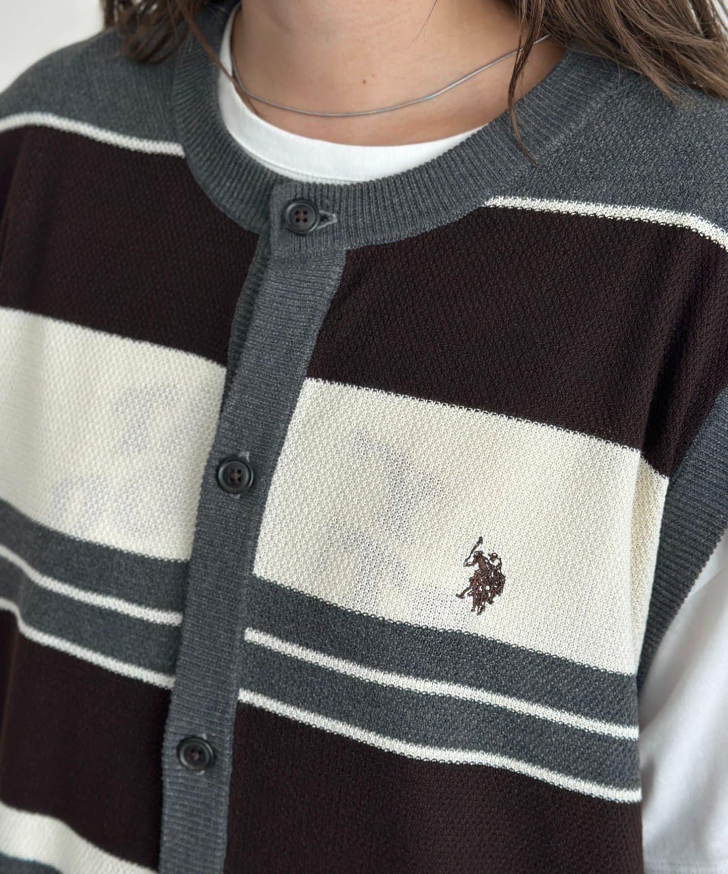 【U.S. POLO ASSN.】圓領針織背心開衫