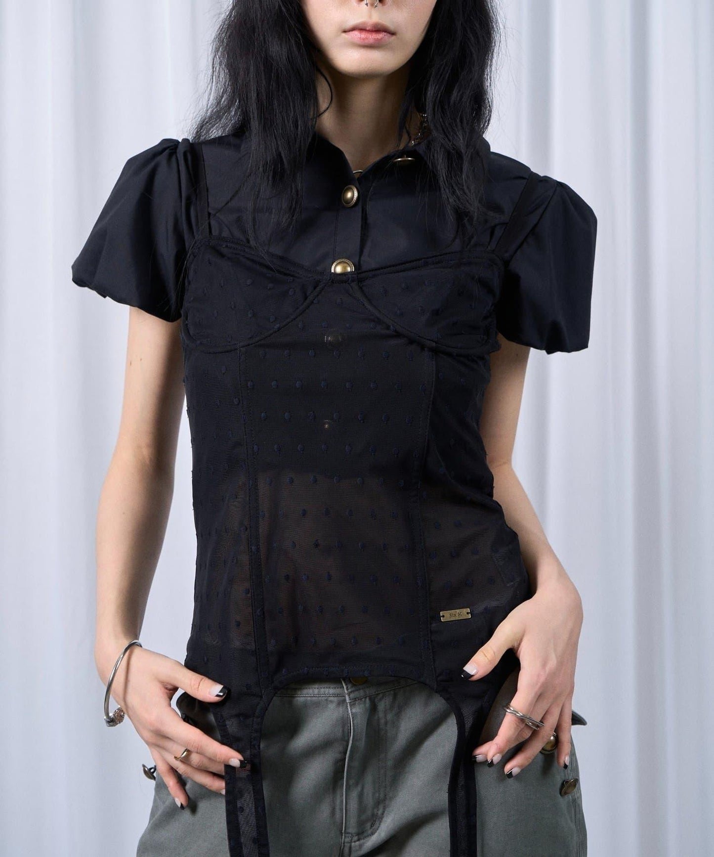【SixM】Tulle garter corset