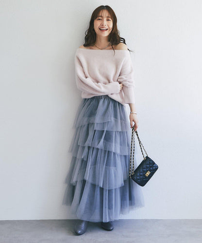 低身長向けPMサイズあり イレヘムティアードチュールスカート
