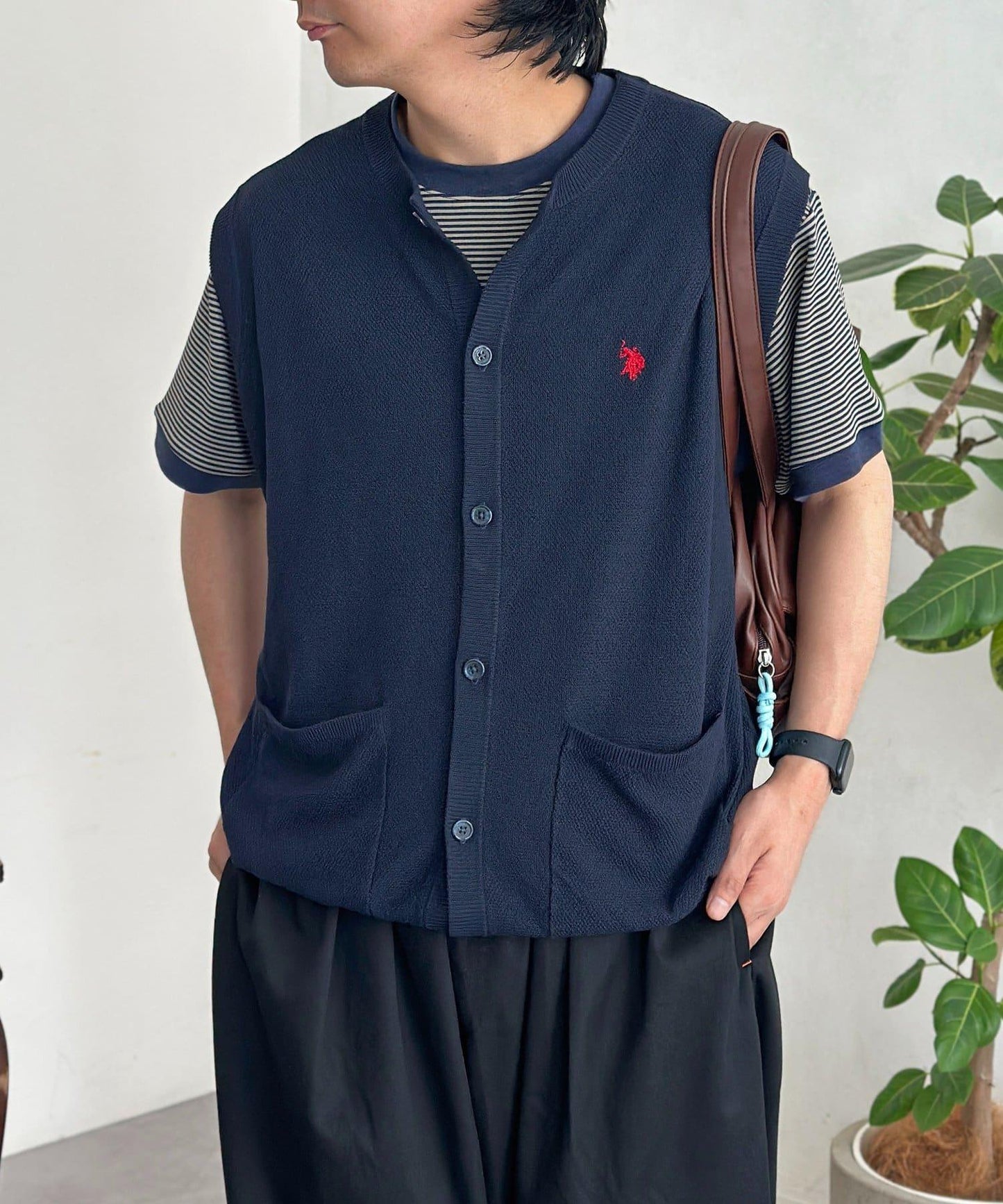 【U.S. POLO ASSN.】圓領針織背心開衫