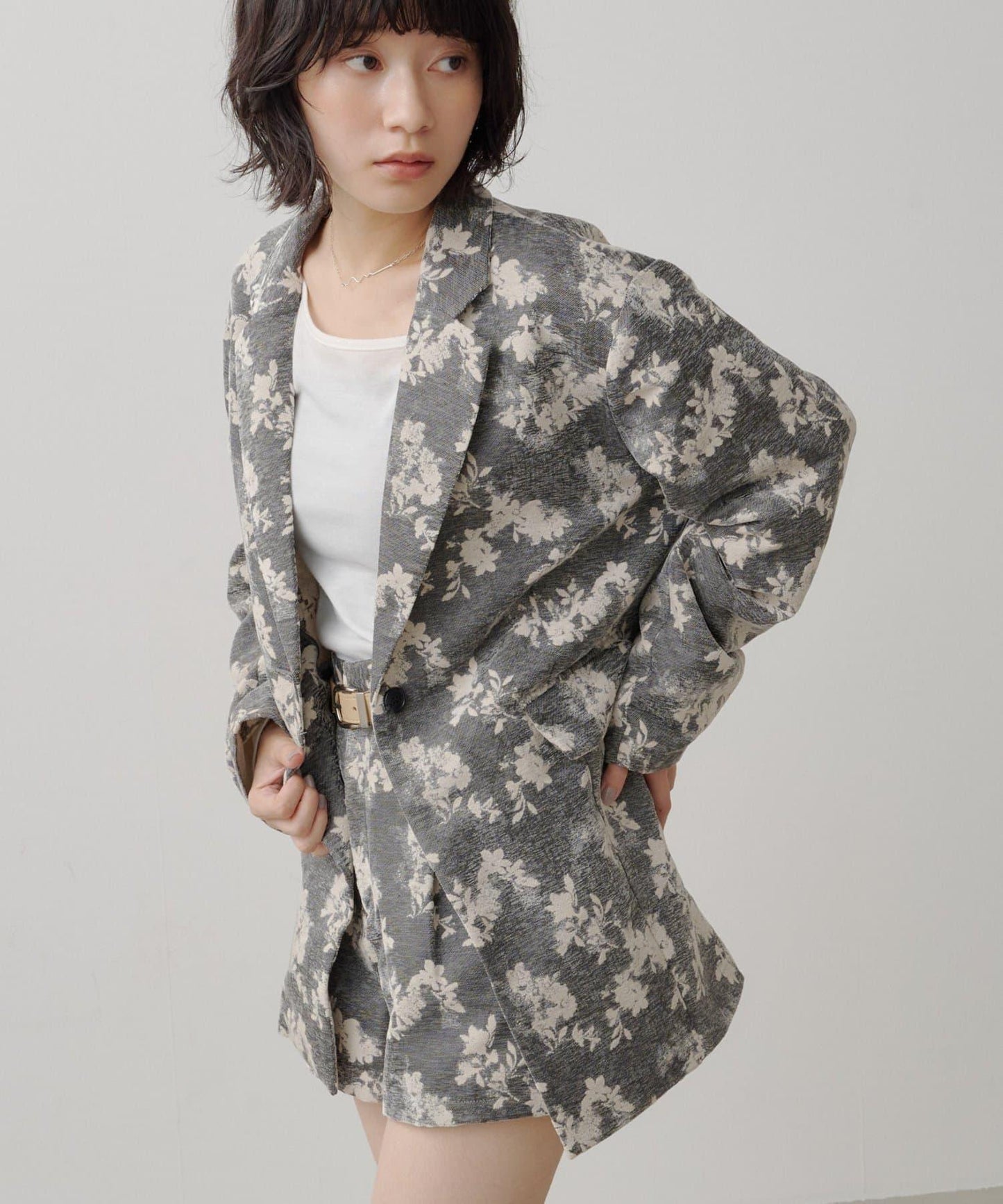 limited flower jacquard jacket