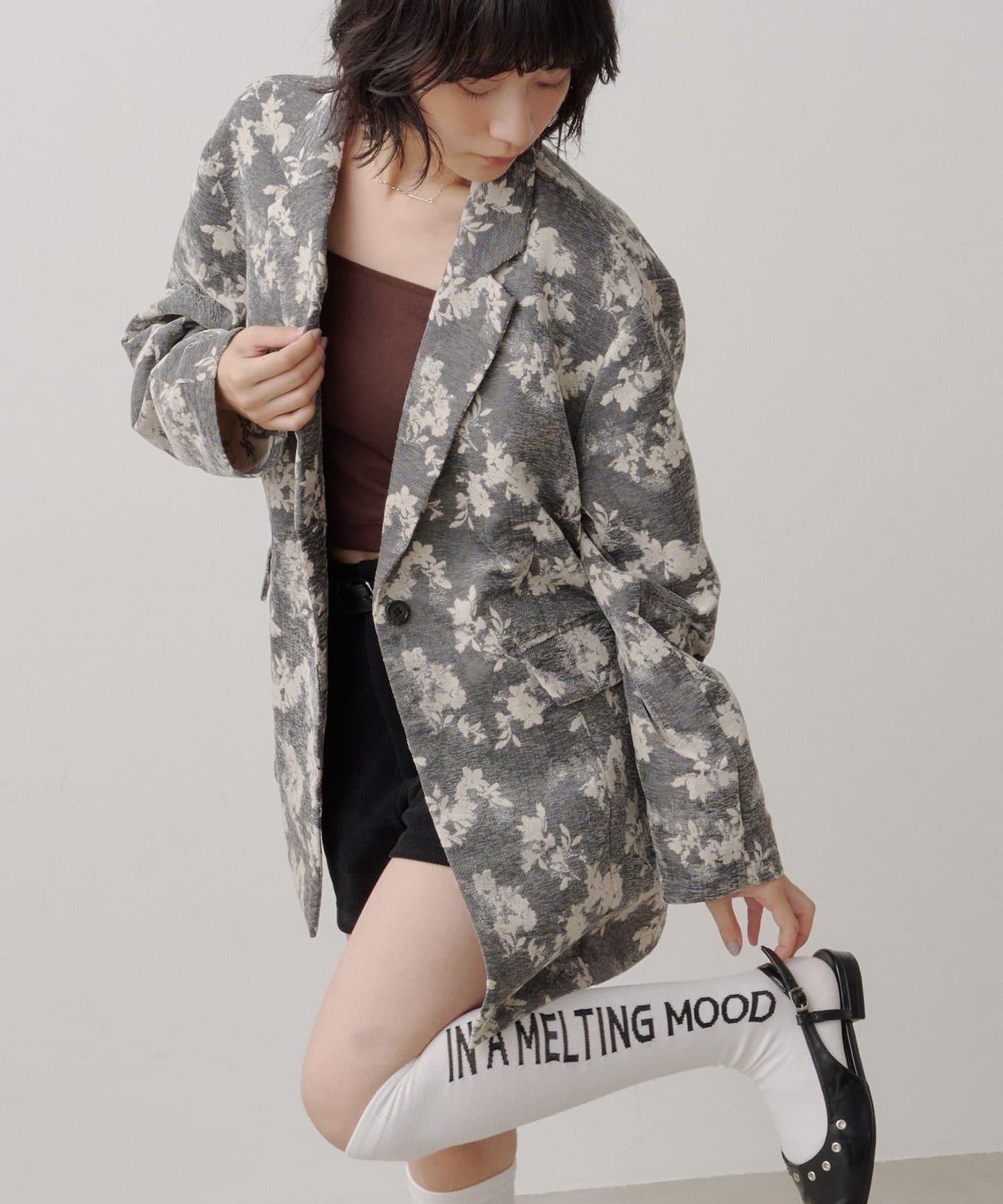 limited flower jacquard jacket