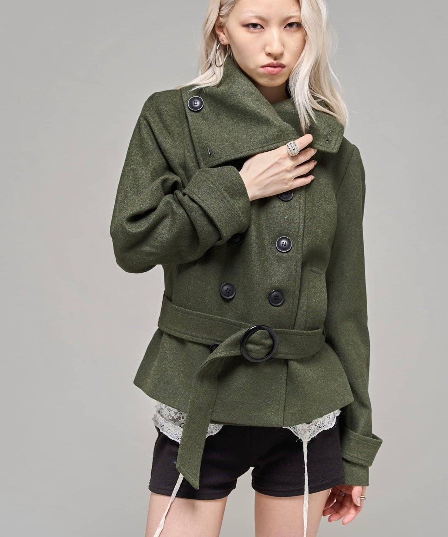 【26AW LOOK掲載品番】 闊腿腰帶派克大衣