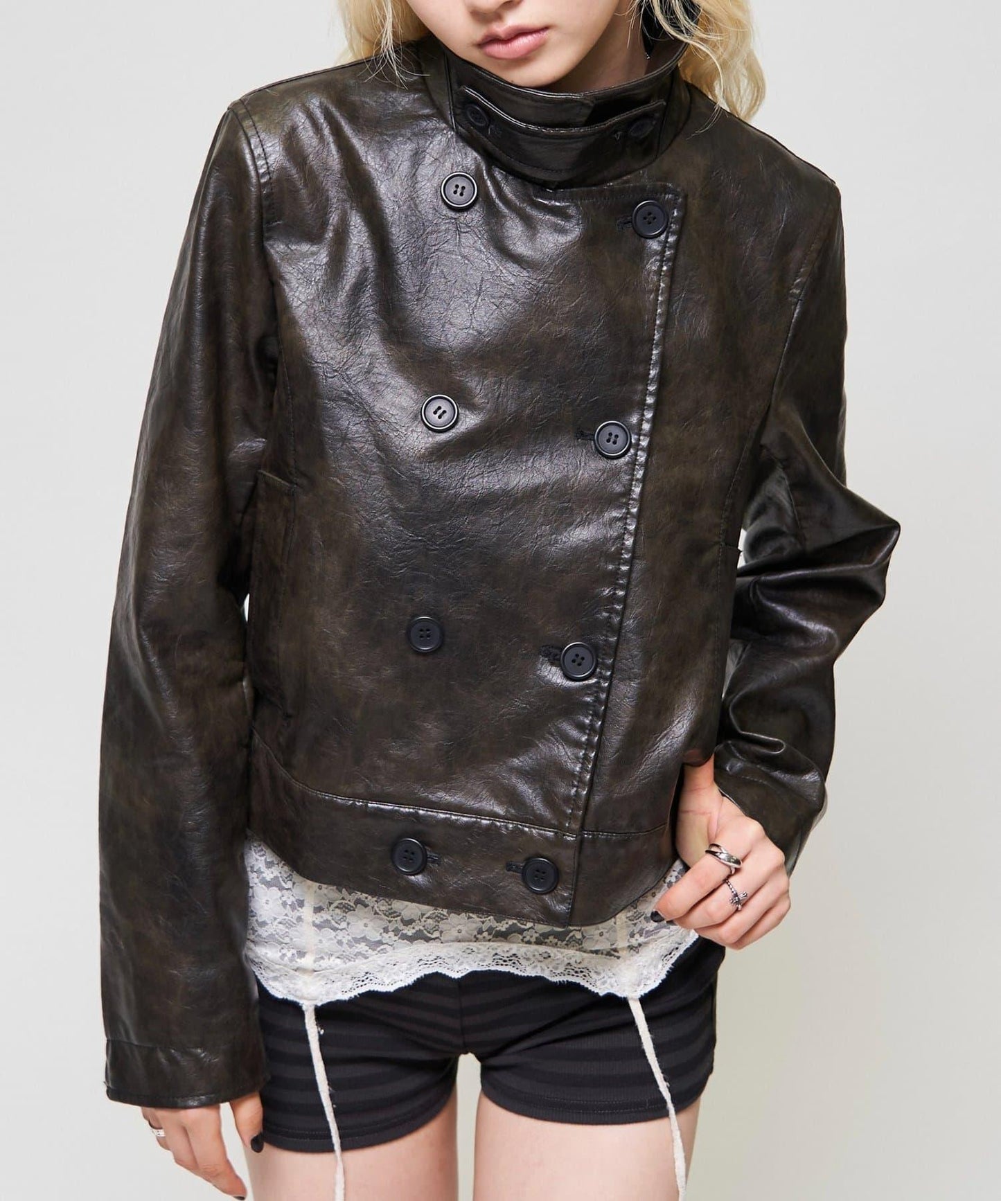 【26AW LOOK掲載品番】スタンドレザーWジャケット